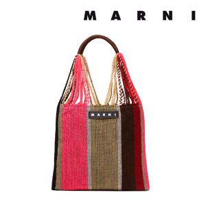 MARNI マルニフラワーカフェ トートバッグ ストライプ メッシュ