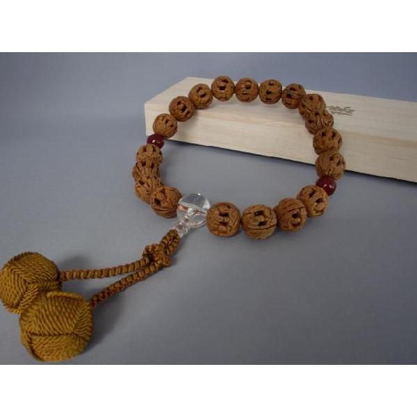 羅漢彫 瑪瑙（メノウ）入り 男性 数珠 念珠 葬儀 法要 墓参り