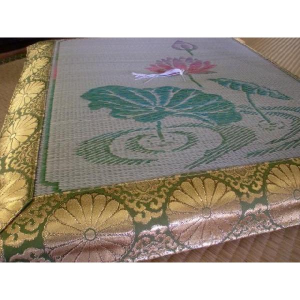 座布団 法事 お坊さん イ草座布団 蓮絵 No.20 リバーシブル オールシーズンタイプ 井草 夏用...