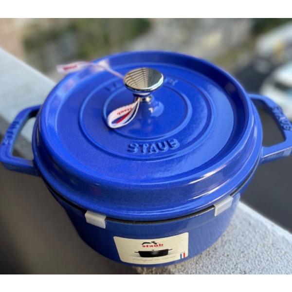 【新品】staub ストウブ 「 ピコ ココット ラウンド ブルーベリー 22cm 」 両手 鋳物 ...