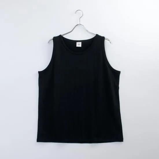armi /残布 Zan;p TANK TOP - BLACK アーミィタンクトップ 吊り編み