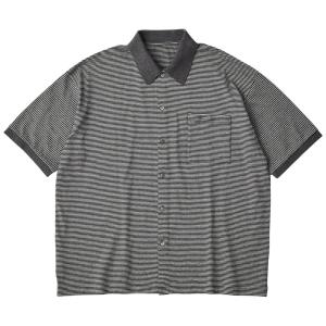 PORTER CLASSIC ポータークラシック H/W BEATNIK BORDER OPEN POLO SHIRT GRAY BLACK ボーダー ポロシャツ トップス