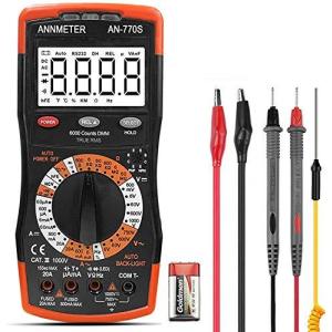 ANNMETERテスターデジタルテスターマルチメーターオートレンジ/手動範囲6000カウントTRMS DC/AC電圧計オームアンプ抵抗コンデンサテスタ