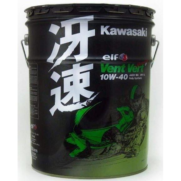 20L ペール缶 Kawasaki エンジンオイル カワサキエルフ・Vent Vert(ヴァン・ヴェ...