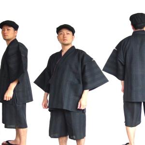 纏 まとい 織 甚平 ジンベイ LL ブラック ...の商品画像