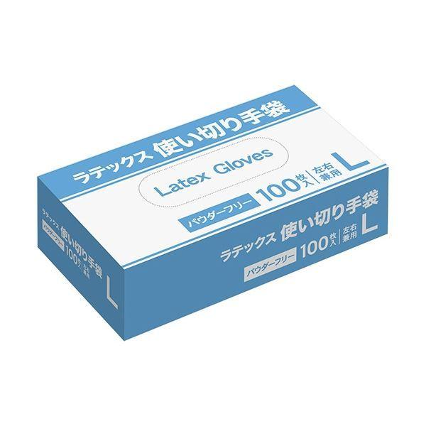 (まとめ) ラテックス 手袋 パウダーフリー L 1パック(100枚) 〔×3セット〕