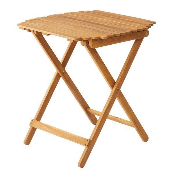 折りたたみテーブル キャンプテーブル 約幅60cm ブラウン 木製 フォールディングハイテーブル 完...