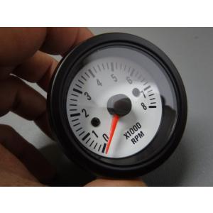 52φ0−８０００rpmタコメーター黒リム白パネル　2・3・4・5・6・8気筒切替式