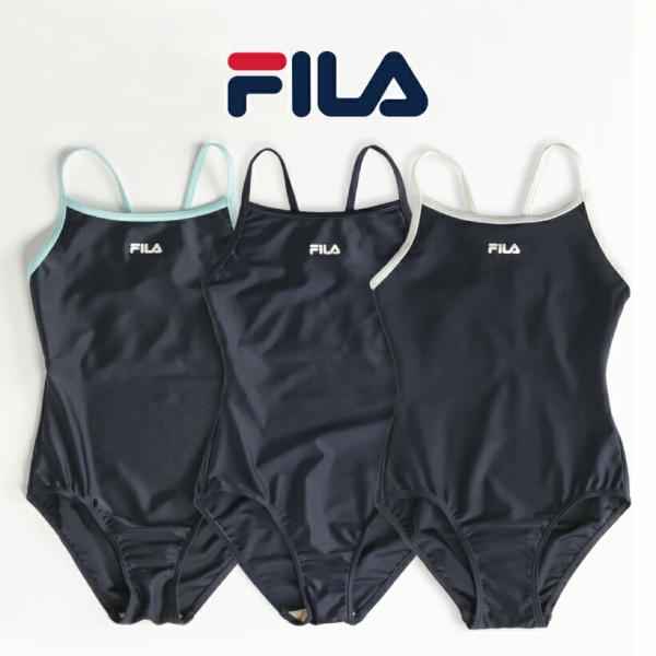 女の子 水着 ワンピース ネイビー FILA フィラ キッズ スクール水着 小学生 中学生 女児 女...