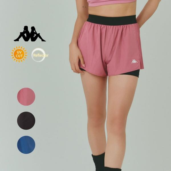 Kappa レディース フィットネスウエア フィットネスパンツ ハーフパンツ  サイドプリーツショー...