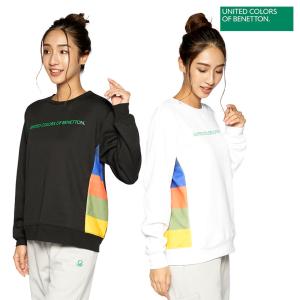 レディース トレーナー トップス 保温 裏毛 BENETTON ベネトン ブラック ホワイト M L LL 341884
