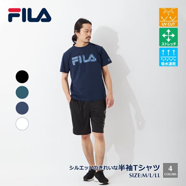 スポーツ Tシャツ メンズ 半袖 FILA フィラ 鹿の子 ロゴデザイン トレーニングウェア フィッ...