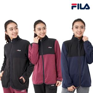 FILA フィラ レディース ブロックフリース長袖ZIP ブラック 441654