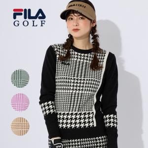 レディース ゴルフ セーター FILA GOLF ニット S M L フィラ グレンチェック柄 ブラ...