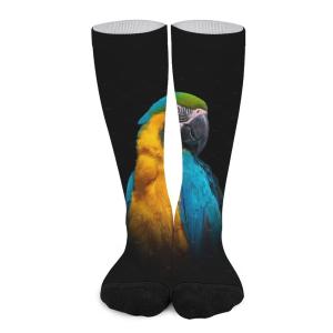 Parrot on Dark High Stockings Printed Tube Socks Color Matching Socks Sport