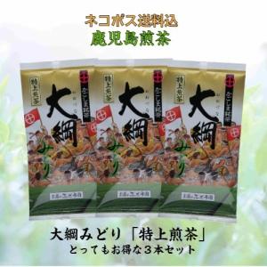 お茶 茶 緑茶 送料無料 お茶のぶどう園 大綱みどり 金100g×3本セット 日本茶 鹿児島茶 煎茶 鹿児島 川内大綱引 プレゼント 贈り物 お歳暮