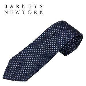 バーニーズニューヨーク ネクタイ BARNEYS NEWYORK シルク 水玉 ドット ナロータイ ハンドメイド イタリア製 ネイビー ライトブルー シルバー｜ocinc