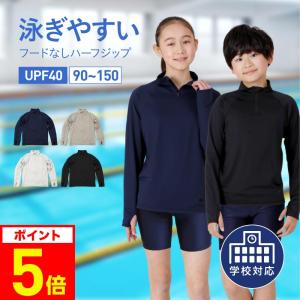 ラッシュガード キッズ フードなし 学校対応 長袖 Tシャツ 子供用 ジュニア メッシュ UPF40 冷感 UVカット UVシャツ スクール水着 KJM-30｜ocstyle