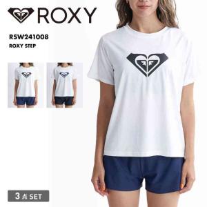 ROXY/ロキシー レディース 水着 3点セット ROXY STEP 2024 SPRING ラッシュTシャツ ブラトップ ボトム スイムウェア 水着 ブランド RSW241008｜ocstyle