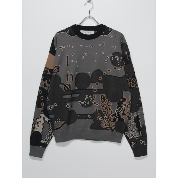 40%OFF bal JAQUARD COTTON CREWNECK SWEATER BLACK