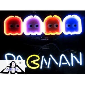 ガラス製 ネオンサイン PACMAN ゴースト レトロゲーム 英字 看板 LEDライト風 インテリア...