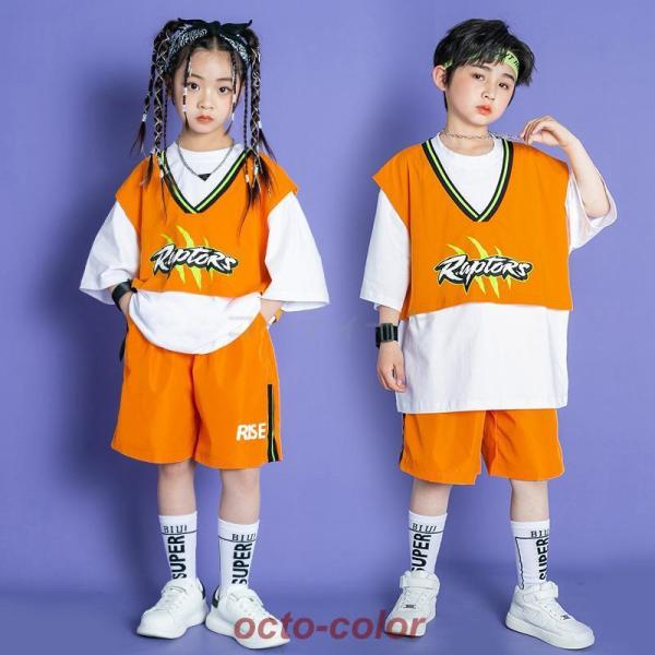 チアリーダーズ 夏 キッズダンス衣装 ヒップホップ HIPHOP トップス パンツ 子供服 韓国 ス...