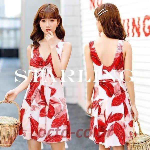 水着 レディース ワンピース 体型カバー 40代 30代 20代 ママ水着 花柄 オールインワン 大...