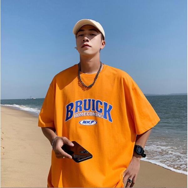 Tシャツ メンズ 半袖 ビッグシルエット オーバーサイズ カレッジロゴプリント ブランド 韓国ファッ...