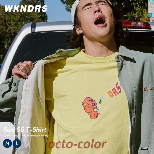 WKNDRS ウィークエンダーズ Tシャツ 半袖 イラスト JIRO イエロー メンズ ブランド 韓...