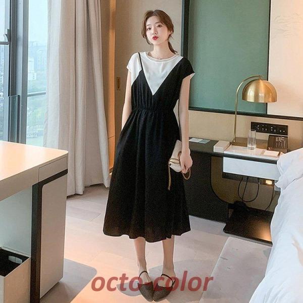 マキシワンピース レデイース 半袖 夏ワンピ ロング丈 シフォン 着痩せ イレギュラー 大きいサイズ...