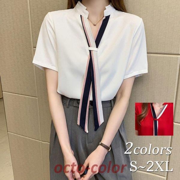 ブラウス レディース きれいめ 40代 春 夏 上品 白 ブラウス シャツ シフォン トップス 半袖...