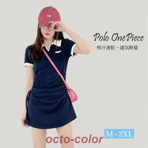 キャロウェイ 2024年モデル 半袖ポロワンピース シアサッカー ストライプ柄 超美品】キャロウェイ 半袖ポロワンピース グレー×白 ストライプ