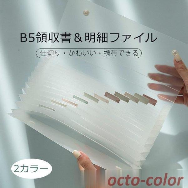 B5 ファイルフォルダー 領収書 ファイルケース 書類ケース 文房具 防水 仕分け 大容量 ドキュメ...