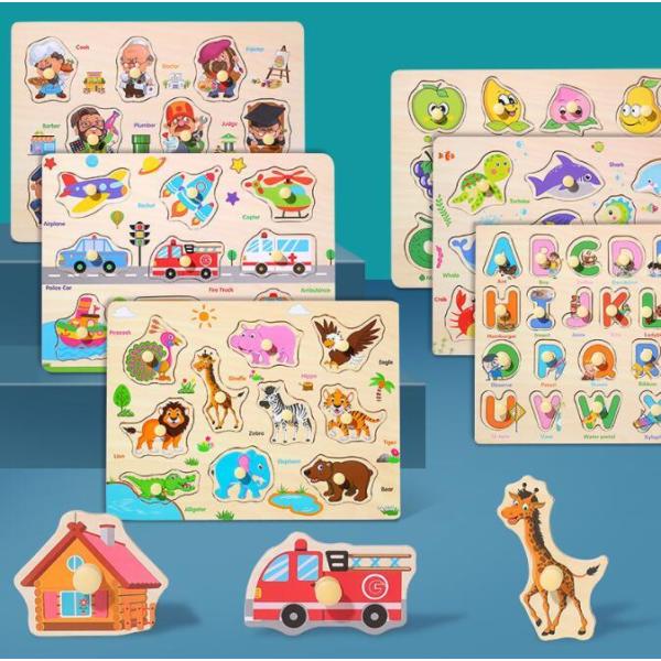 木製パズル 型はめパズル 形認識 英語おもちゃ 9種類シリーズ 男の子 女の子 カラフル プレゼント...