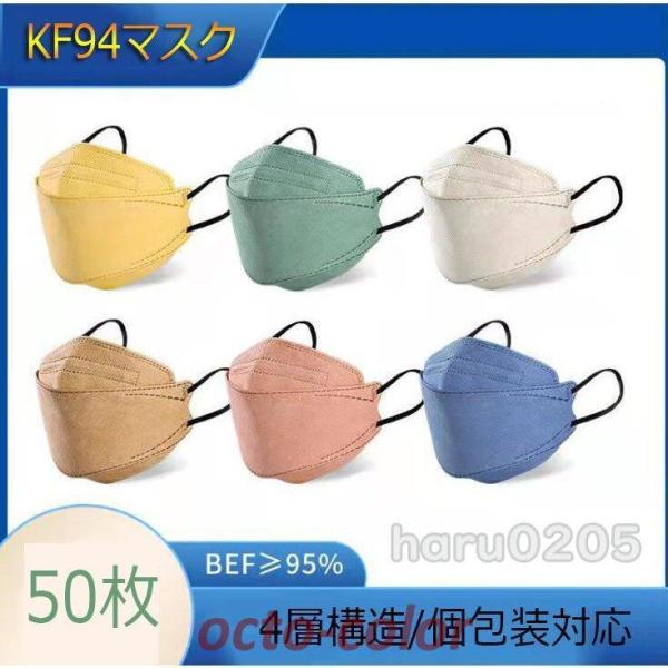 マスク KF94 不織布 使い捨てマスク 3D立体 50枚 4層包装 10個包装 バイカラー 血色カ...