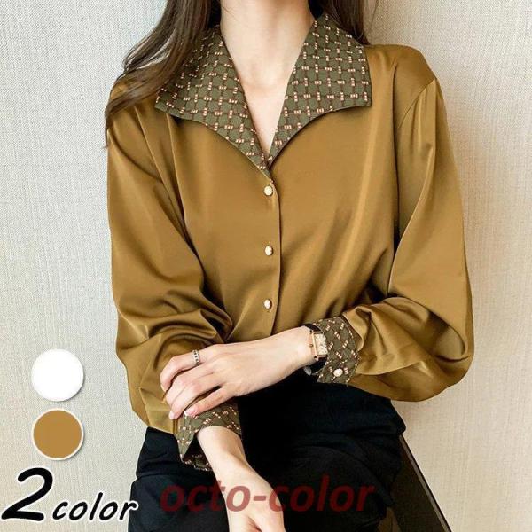 ブラウス レディース きれいめ 40代 春秋新作 オシャレブラウス 白シャツ 長袖トップスシフォンブ...