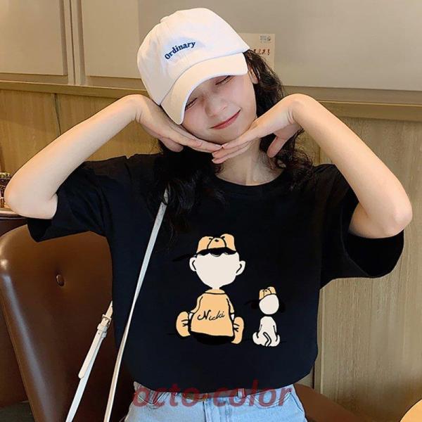 Tシャツ レディース  半袖 夏 ゆるい トップス 韓国ファッション 原宿系 BF風 ヒップホップ ...