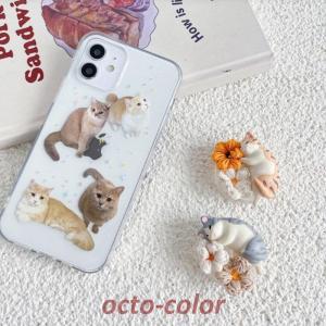 スマホグリップ 韓国 グリップトック スマホリング シンプル かわいい おしゃれ スマホスタンド GRIPTOK 落下防止 ねこ ネコ 花 フラワー お揃い｜octo-color