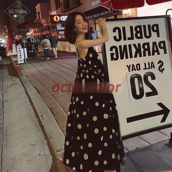 ワンピース レディース きれいめ 夏 40代 マキシワンピース キャミワンピース オシャレ ドット ...