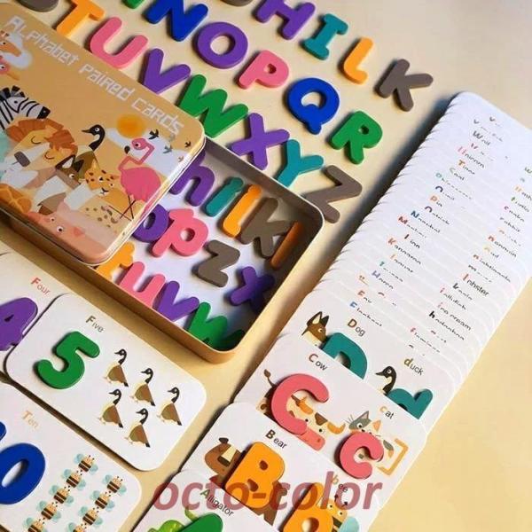 知育玩具　英語　アルファベット　数字　字母　英語単語　木製　知育　型はめ　子ども　玩具　子供　 幼稚...