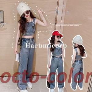 子供服 女の子 夏服 セットアップ キッズ キャミソール デニムパンツ ロングパンツ 長ズボン 韓国...