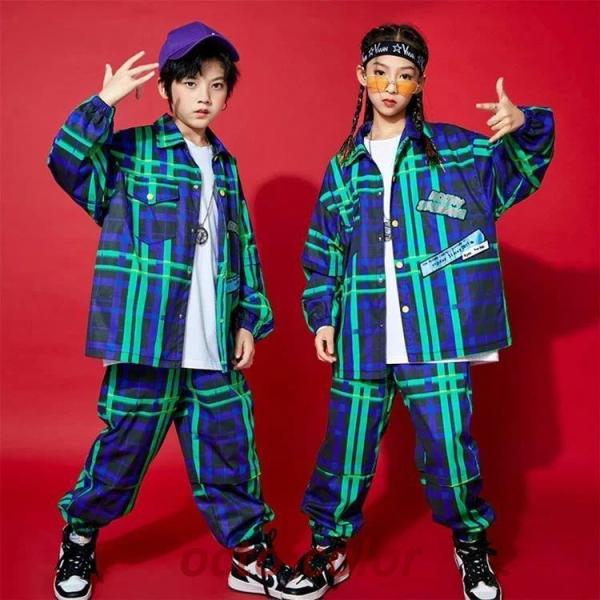 ヒップホップ キッズダンス衣装 HIPHOP 子供服 セットアップ ダンストップス 長袖 パンツ 男...