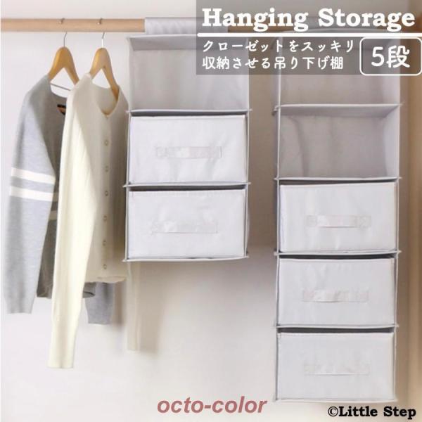 吊り下げ収納 クローゼット 5段 スリム ラック ボックス 押入れ