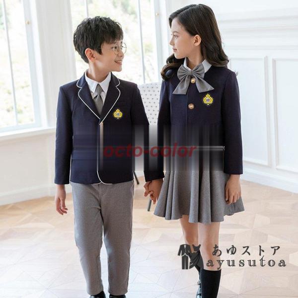 フォーマル スーツ  男の子女の子 5点セット スーツ制服子供服可愛い ジャケット 卒業式 ワンピー...