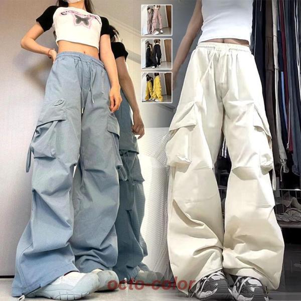 ズボン本 レディース ワイド カーゴパンツ ワークパンツ 体型カバー 大きいサイズ リラックスパンツ...