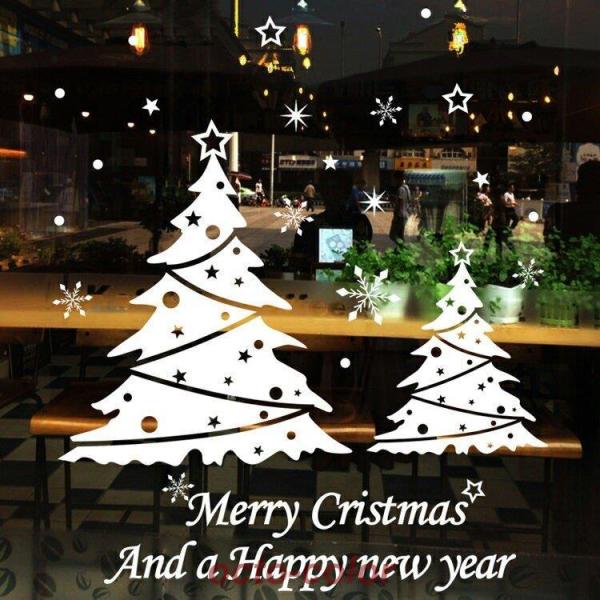 クリスマスウォールステッカー クリスマスツリー 雪の結晶 店舗装飾 窓シール