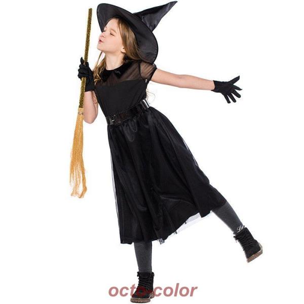 ハロウィン 子供 3点セット 巫女 ドレス ウィッチ 小魔女 演出服 ステージ衣装Halloween...