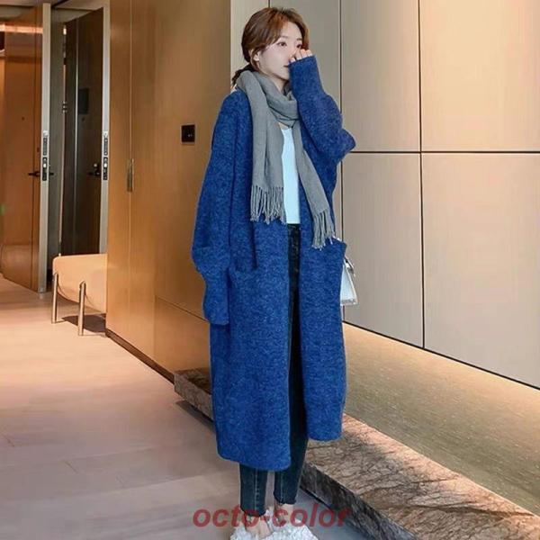 綺麗め トップス セーター カーディガン ロング ロング丈 袖あり 長袖 襟なし ワイド Iライン ...