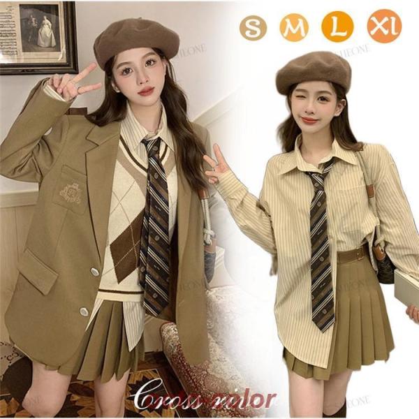 韓国 制服 ブレザー 4点セット なんちゃって制服 セット 卒業式 スーツ 女の子 レディース 入学...