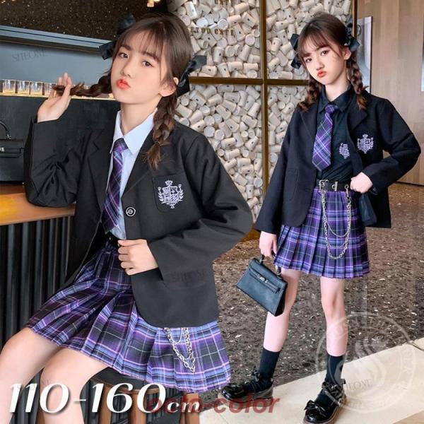 卒業式 スーツ 女の子 スカート チェック柄 入学式 韓国 制服 JK ピアノ発表会 小学生 七五三...